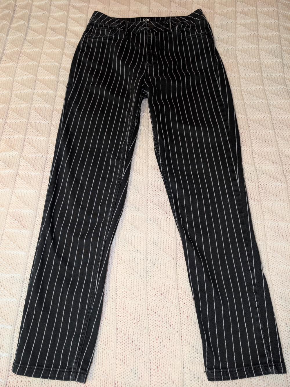 BDG Women's Black Pinstripe Straight-Leg Jeans